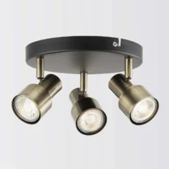 Noah 3 Lamp Spotlight Plate - Black & Antique Brass -Energizer Sales Store 12882222 9364843519083666