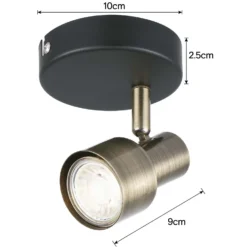 Noah Single Lamp Spotlight - Black & Antique Brass -Energizer Sales Store 12882223 1074843519046109