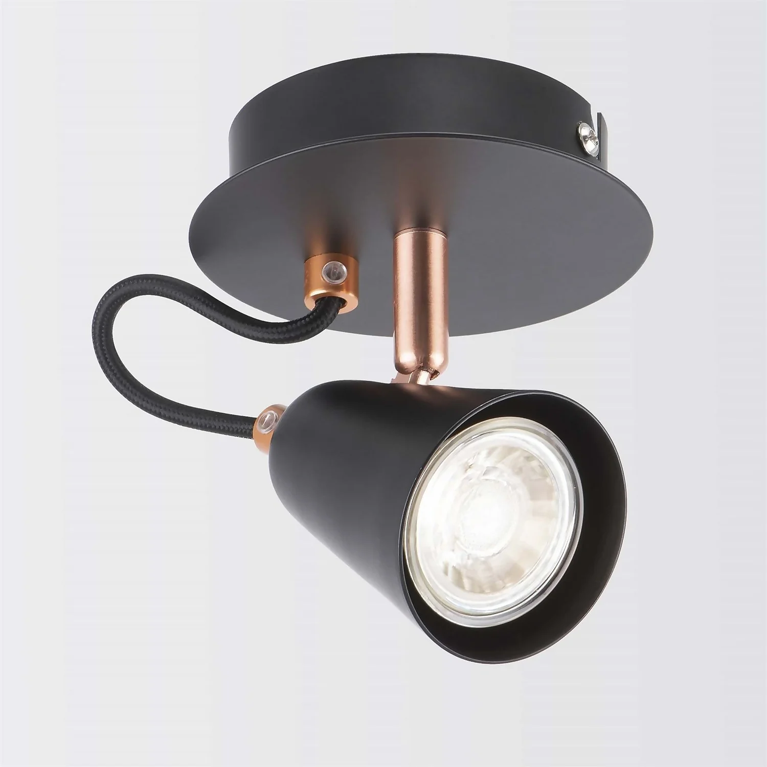 Emma Single Lamp Spotlight - Black & Copper 5 Emma Single Lamp Spotlight - Black & Copper - Image 3