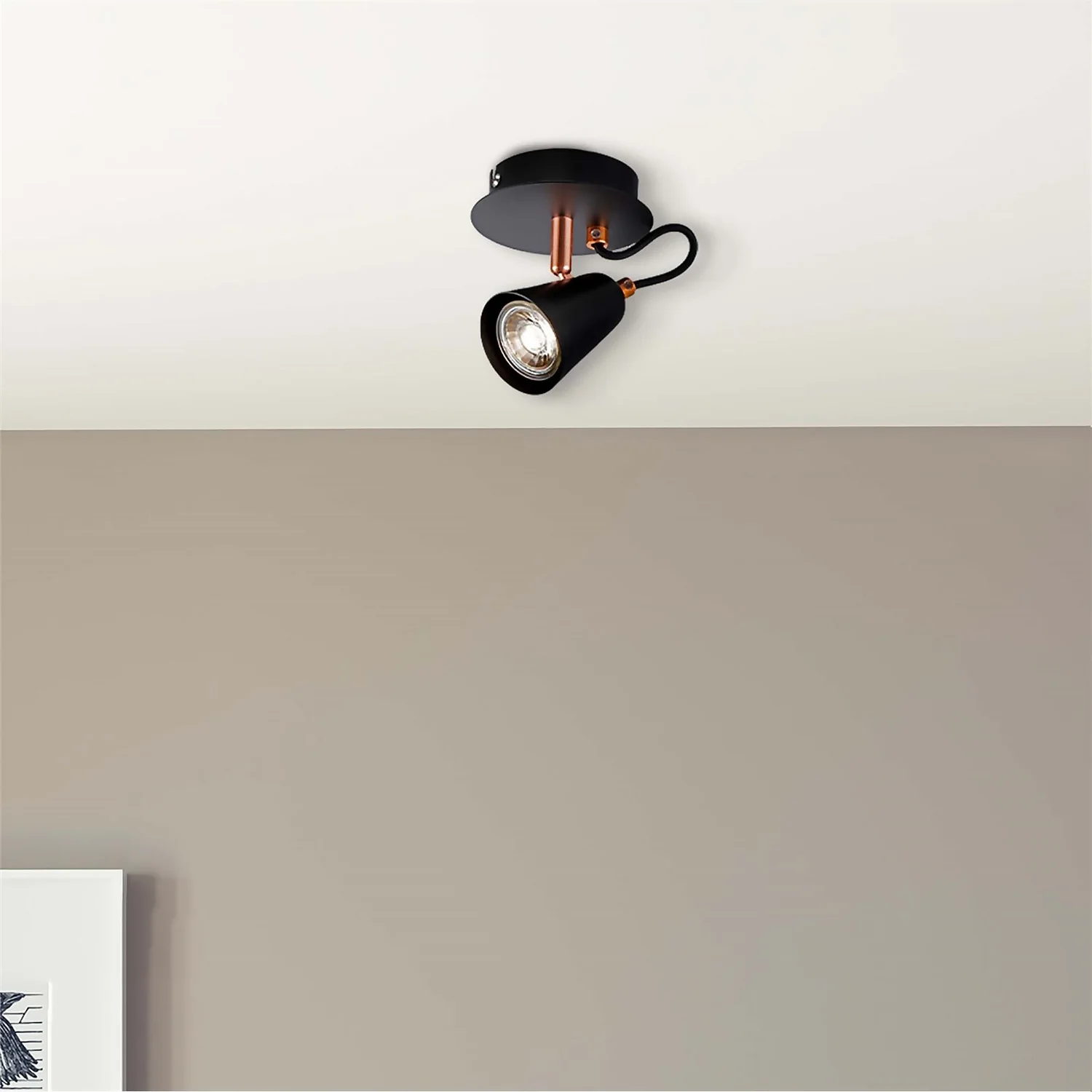 Emma Single Lamp Spotlight - Black & Copper 4 Emma Single Lamp Spotlight - Black & Copper - Image 2
