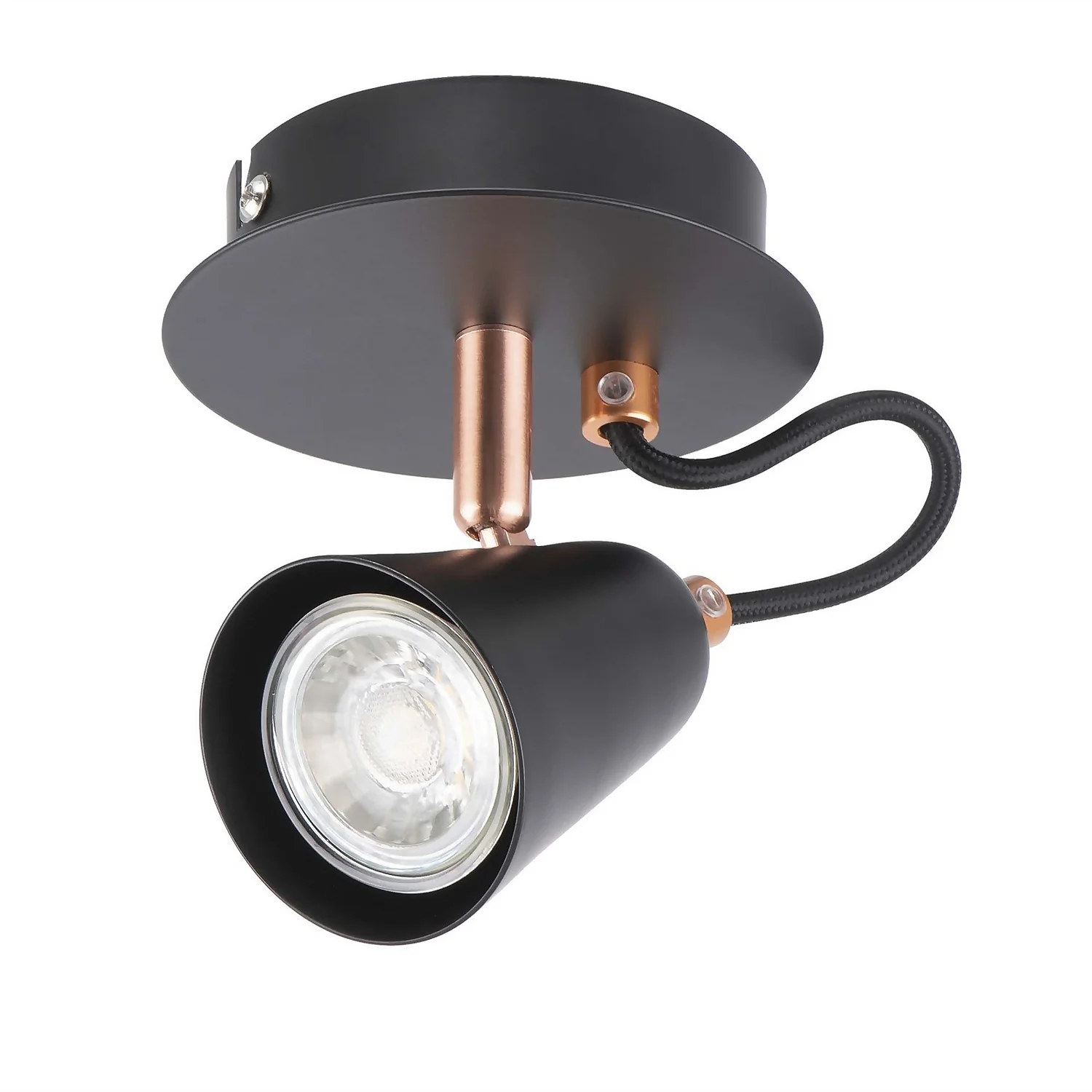 Emma Single Lamp Spotlight - Black & Copper 3 Emma Single Lamp Spotlight - Black & Copper