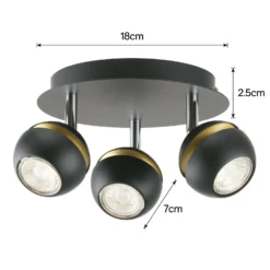 Austin 3 Lamp Spotlight Plate - Black & Gold -Energizer Sales Store 12882230 1284843520225160