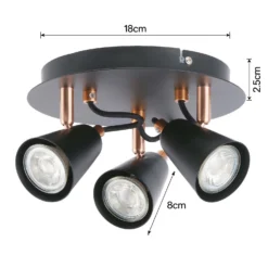 Emma 3 Lamp Spotlight Plate - Black & Copper 12 Emma 3 Lamp Spotlight Plate - Black & Copper -Energizer Sales Store 12882237 1804843519405641