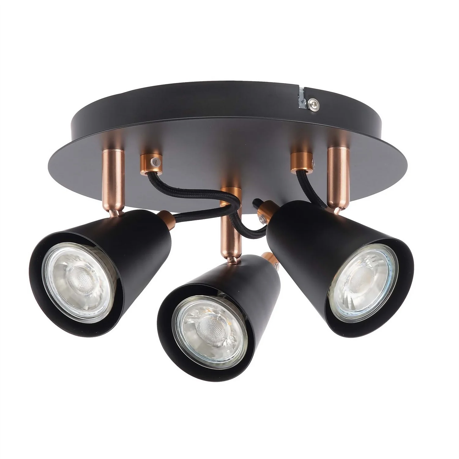 Emma 3 Lamp Spotlight Plate - Black & Copper 3 Emma 3 Lamp Spotlight Plate - Black & Copper