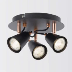 Emma 3 Lamp Spotlight Plate - Black & Copper 10 Emma 3 Lamp Spotlight Plate - Black & Copper -Energizer Sales Store 12882237 3454843519363494