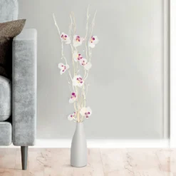 None 100cm White Orchid Battery Twig Lights