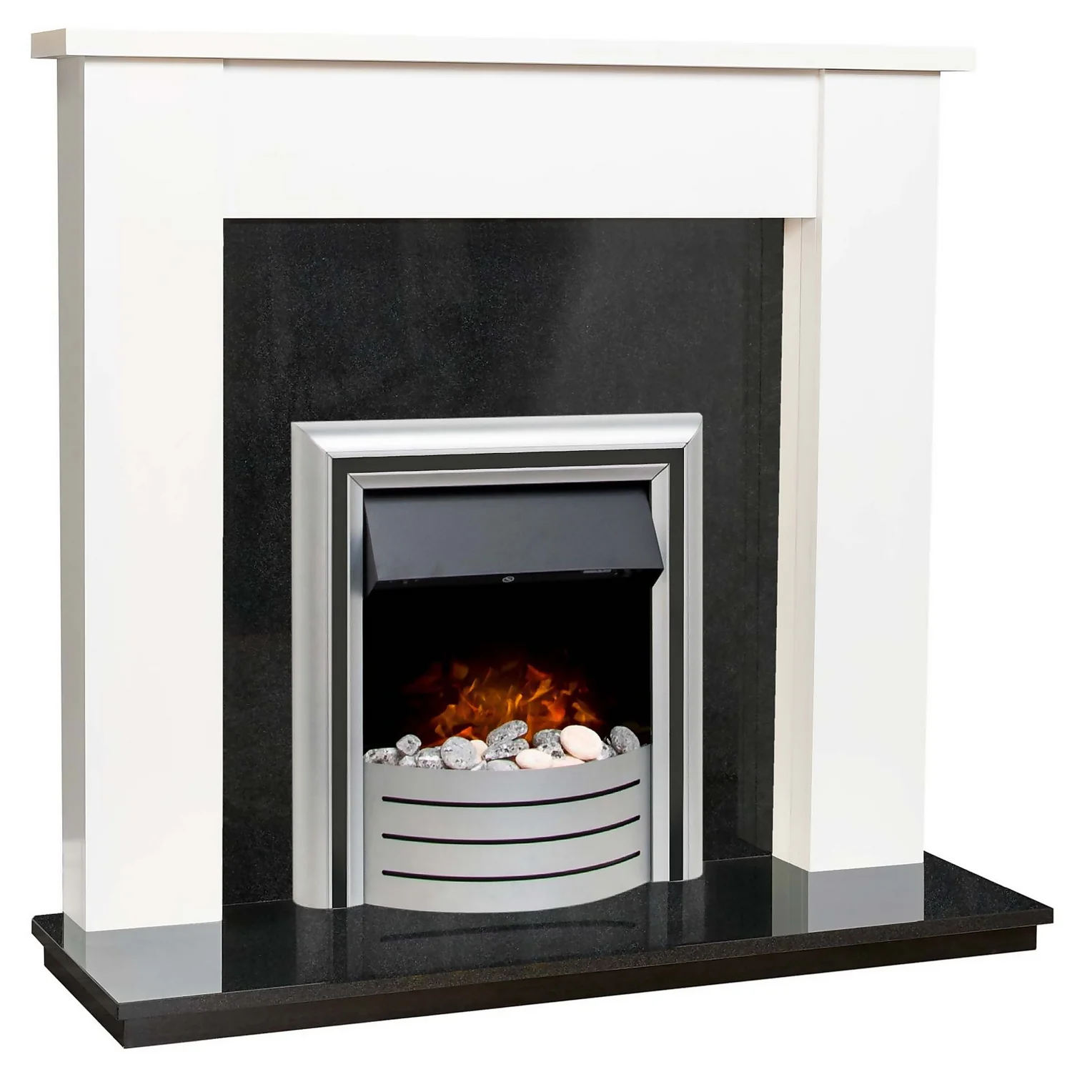 Αδάμ Adam Buxton Fireplace Surround & Lynx Electric Fire With Flat To Wall Fitting - White & Black Granite 5 Αδάμ Adam Buxton Fireplace Surround & Lynx Electric Fire With Flat To Wall Fitting - White & Black Granite - Image 3