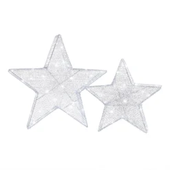 Silver Mesh Star Christmas Lights - Set Of 2 -Energizer Sales Store 12914477 4594884160325940