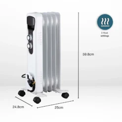 Stylec Oil Filled Radiator With 5 Fin Design In White - 1000W -Energizer Sales Store 13104424 1754902367984449
