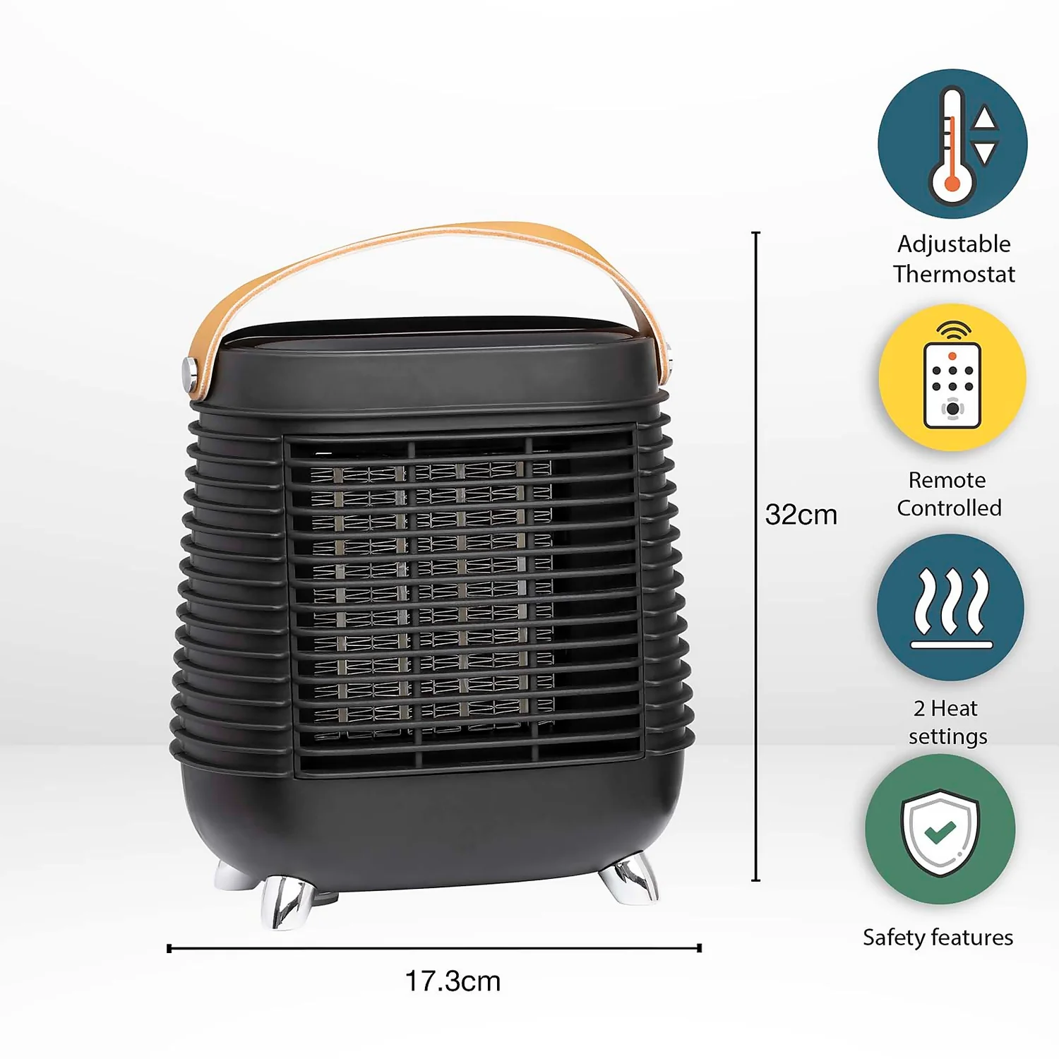 Arlec Electric Fan Heater Ceramic In Black - 1500W 7 Arlec Electric Fan Heater Ceramic In Black - 1500W - Image 5
