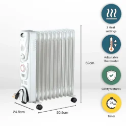 Arlec Electric Oil Filled Heater 11 Fin In White - 2500W 9 Arlec Electric Oil Filled Heater 11 Fin In White - 2500W -Energizer Sales Store 13104431 1914902407295993
