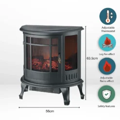 Ironhorse Elstow 1800W Freestanding Electric Stove With Realistic Log Flame Effect - Black -Energizer Sales Store 13107819 1224902408184668