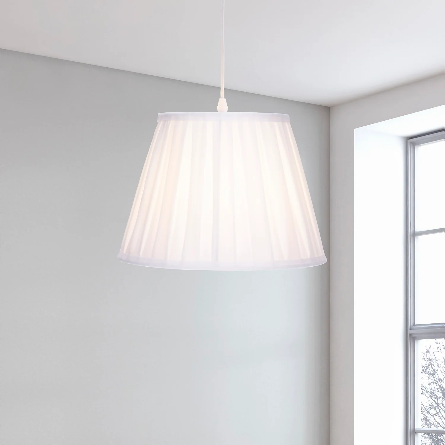 Raye White Pleated Taper Silk Shade - 30cm 3 Raye White Pleated Taper Silk Shade - 30cm