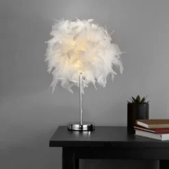 Hattie Feather Table Lamp - White -Energizer Sales Store 13157965 1924945695486795