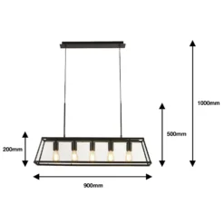 Bellevue 5 Light Industrial Pendant - Black -Energizer Sales Store 13157971 8975009385339690