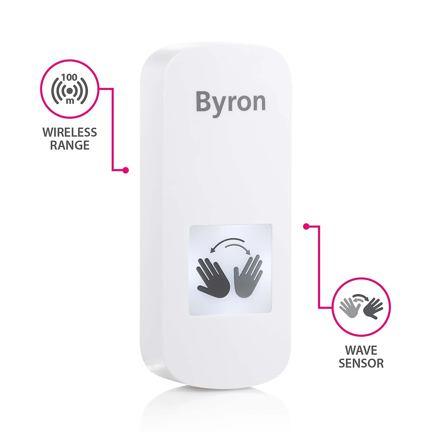 None Byron Touch-Free Push Button Doorbell With Wave Sensor - White 4 None Byron Touch-Free Push Button Doorbell With Wave Sensor - White - Image 2
