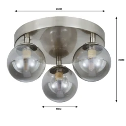 Orb 3 Light Flush Pendant - Nickel Smoke -Energizer Sales Store 13208301 4844909895072691