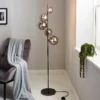 Orb II 5 Light Floor Lamp - Black Chrome Smoke