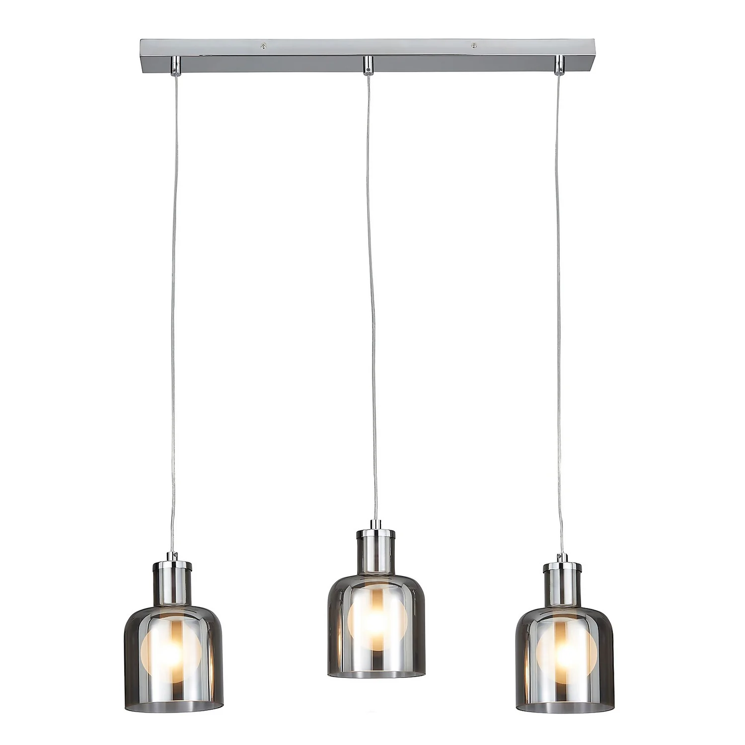 Jinx 3 Light Diner Pendant - Smoked Glass 4 Jinx 3 Light Diner Pendant - Smoked Glass - Image 2