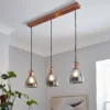 Decan 3 Light Diner Pendant - Smoke & Copper
