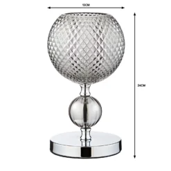 Safi Glass Table Lamp - Chrome Smoke -Energizer Sales Store 13208315 1104909895139363