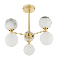 House Beautiful Delta 3 Light Marble Pendant - Brass & Opal -Energizer Sales Store 13208336 1724927241719407
