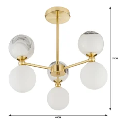 House Beautiful Delta 3 Light Marble Pendant - Brass & Opal -Energizer Sales Store 13208336 5664927241764158