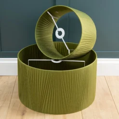 Raye Olive Drum Pleated Silk Shade - 45cm -Energizer Sales Store 13222472 1614944148289157