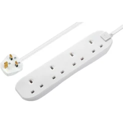 Masterplug 4 Socket 3 Metre 13 Amp White Extension Lead