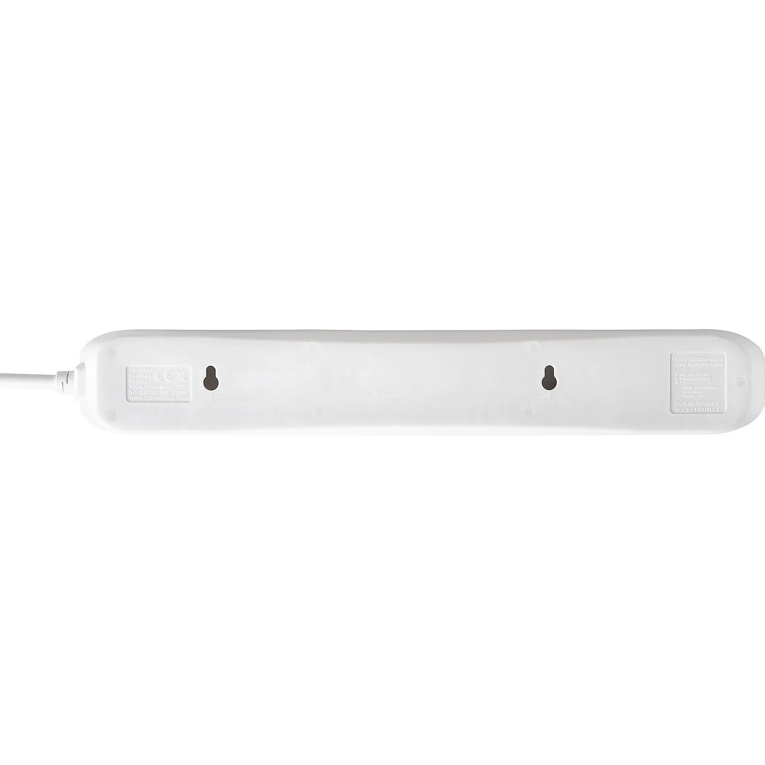 Masterplug 6 Socket 1 Metre 13 Amp White Extension Lead 6 Masterplug 6 Socket 1 Metre 13 Amp White Extension Lead - Image 4