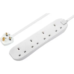 Masterplug 4 Socket 5 Metre 13 Amp White Extension Lead