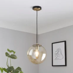 Shoreditch Glass Pendant Light - Champagne & Brass