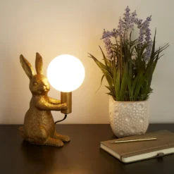 Rabbit Table Lamp - Gold & Glass 14 Rabbit Table Lamp - Gold & Glass -Energizer Sales Store 13528281 1964956834690186