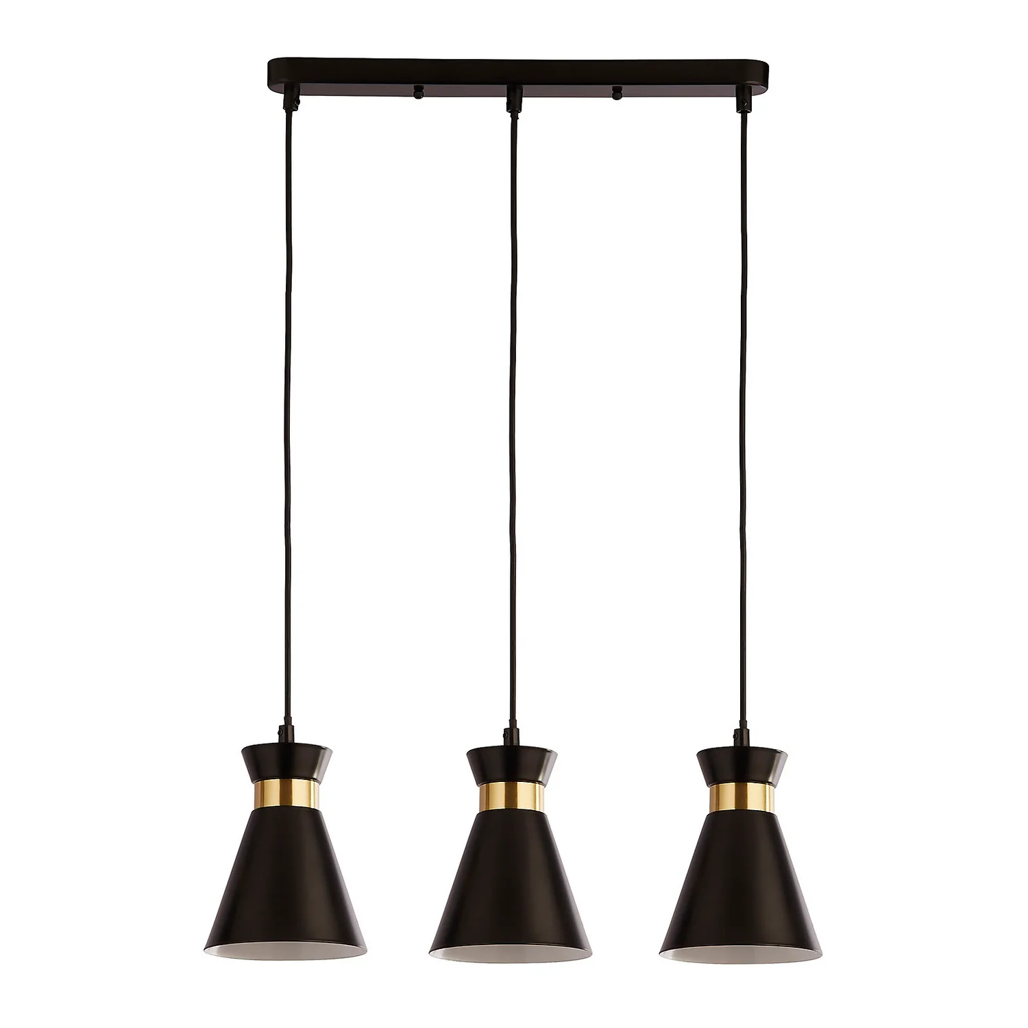 Balham 3 Light Diner Bar Light - Black & Brass 6 Balham 3 Light Diner Bar Light - Black & Brass - Image 4