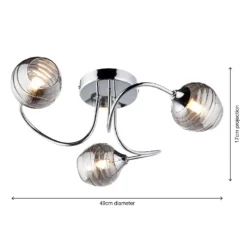 Marple 3 Light Semi Flush Ceiling Light - Chrome & Smoke -Energizer Sales Store 13645383 1284956789790284