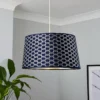 Mia Velvet 43cm Patterned Lamp Shade - Navy -Energizer Sales Store 13751366 1894969498969071