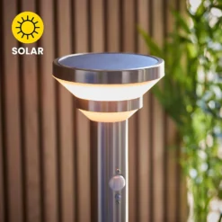 Halton 50cm Photocell & PIR Solar Outdoor Floor Light - Stainless Steel -Energizer Sales Store 13794246 2624957104447003