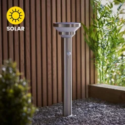 Halton 50cm Photocell & PIR Solar Outdoor Floor Light - Stainless Steel -Energizer Sales Store 13794246 4704957104287253