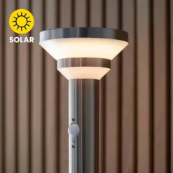 Halton 80cm Photocell & PIR Solar Outdoor Floor Light - Stainless Steel -Energizer Sales Store 13794247 4794957104151224
