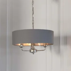 Highclere Pendant Light - 3lt Nickel