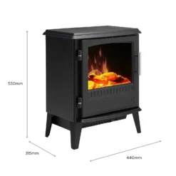 Dimplex Bari Optiflame® Freestanding Electric Stove With Realistic Log Bed & LED Flame Effect - Black -Energizer Sales Store 13882947 1534987880566929