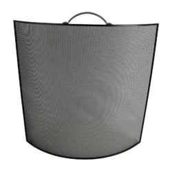 Black Firescreen With Pewter Effect Handle - 61cm