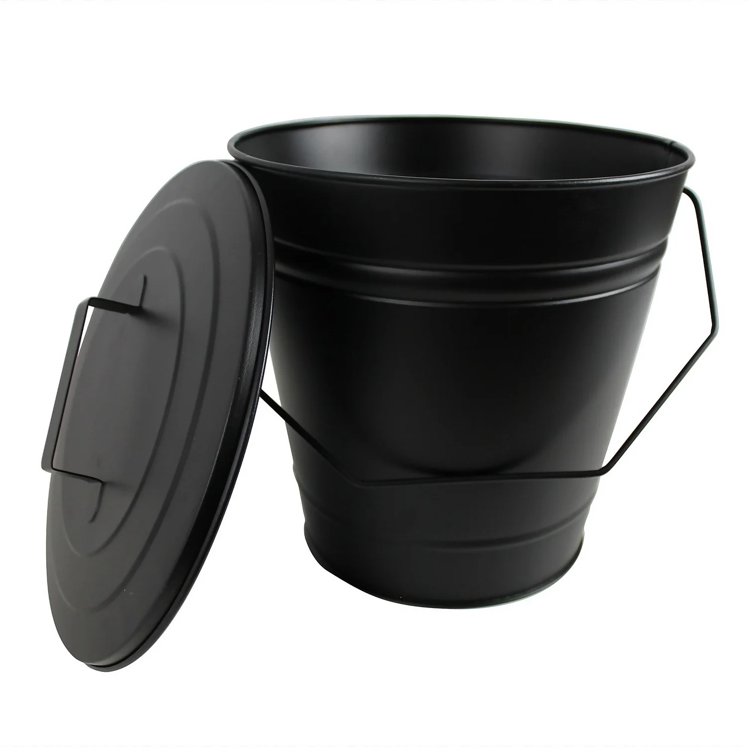 Fireplace Ash Bucket With Lid - Black 4 Fireplace Ash Bucket With Lid - Black - Image 2