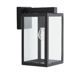 Hestia E27 Glass Panel Outdoor Box Lantern - Black -Energizer Sales Store 13924362 1994980109353483