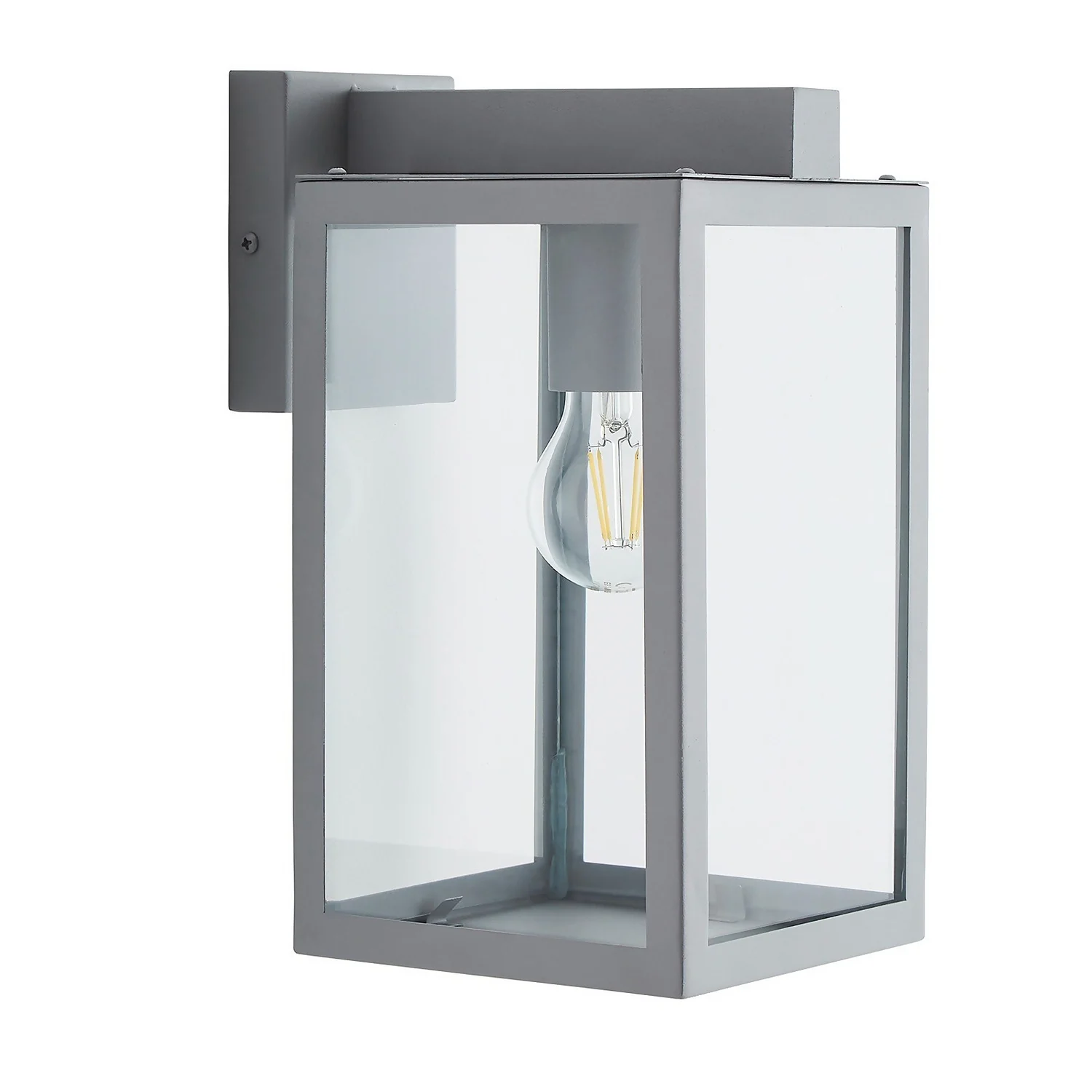 Hestia E27 Glass Panel Outdoor Box Lantern - Silver 5 Hestia E27 Glass Panel Outdoor Box Lantern - Silver - Image 3