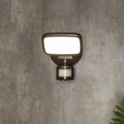 Lynn LED Outdoor Floodlight With PIR Sensor (IP65) - Dark Grey