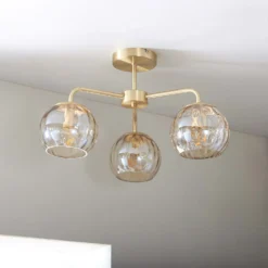 Geneva 3 Light Semi Flush Ceiling Light - Brass -Energizer Sales Store 13938484 1694981960038432