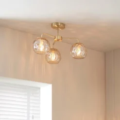 Geneva 3 Light Semi Flush Ceiling Light - Brass -Energizer Sales Store 13938484 1964981960168518