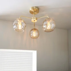 Geneva 3 Light Semi Flush Ceiling Light - Brass -Energizer Sales Store 13938484 9914981960100304