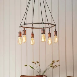 Henrik 6 Light Pendant Light - Pewter